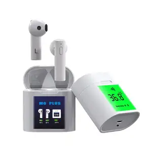 M6 PLUS TWS 5.0 Wireless Bluetooth Headphone LED Smart Power Display Earphone With Electronic Temperature Measurement Headset