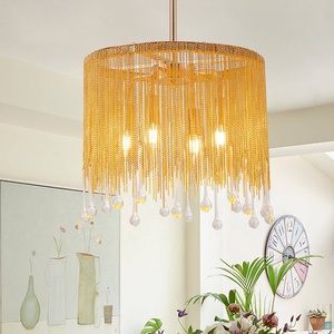 Lampes suspendues traditionnelles chaîne en métal décorative cristal pendentif lumière minimaliste moderne lustre en laiton pour chambre salle de bain - Product Image 2