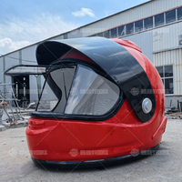 Remorque Mobile de Restauration Rapide en Fibre de Verre Personnalisée en Forme de Casque de Moto, Cuisine pour Café, Crème Glacée, Bonbons et Frites