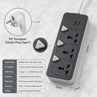 Multiprise portable personnalisée pour appareils électriques, 3 prises universelles, 2 USB, 1 port Type-C, rallonge pour la maison et le bureau