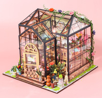 Maison de fleurs en bois créative DIY transfrontalière, modèle 3D à assembler, fait main, décoration de bureau unisexe, cadeau jouet