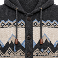 Benutzerdefiniertes Logo OEM Herren Vintage Berg-Jacquard Strickjacke mit Kapuze Retro Outdoor Hoodie Jacke Großhandel