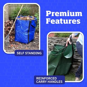 Sacs à déchets de jardin verts réutilisables autoportants avec poignées renforcées, sacs robustes pour feuilles de pelouse et déchets ménagers - Product Image 3