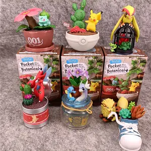 Kotak buta penjualan terbaik tanaman pot sukulen Pokemon Pikaciu figur Genie miniatur lanskap ornamen 6 masing-masing