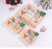 Boîte à cupcakes de Noël personnalisée avec fenêtre transparente pour biscuits, desserts, emballage de pâtisserie