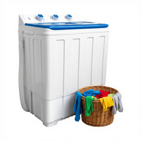 Lave-linge portable semi-automatique à double cuve avec boîtier en plastique, pompe de vidange compacte et silencieuse pour la maison et le camping