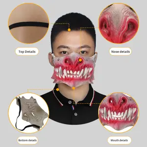 Sanglante pour fantôme visage masque effrayant horreur mascarade pour Halloween fête grande bouche accessoire Latex accessoire effrayant blague - Product Image 3