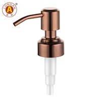 Distributeur de lotion en métal brossé, pompe à savon en acier inoxydable de 28 mm avec bec courbé pour flacons de savon liquide