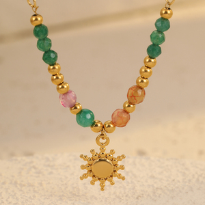 Nouveautés NIMAI : Collier manuel en perles <span class=keywords><strong>de</strong></span> pierre naturelle avec pendentif croix solaire pour femme, collier statement, lot <span class=keywords><strong>de</strong></span> 2 pièces - Product Image 5