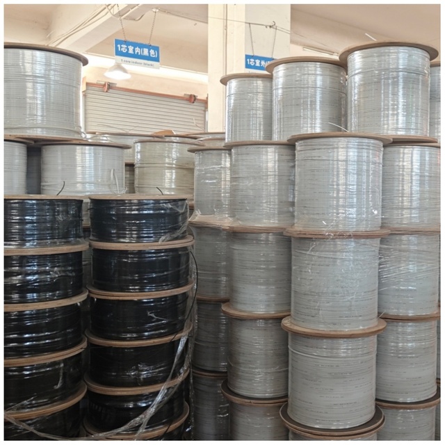 OEM FTTH Fiber Optic Drop Wire Cable SM 1-8 Core 1km-2km G657a/a1/a2 LSZH/PVC Jacket Steel Wire Reinforced