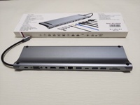 Base de Conexión para Laptop con 12 Puertos, Doble HD, MST, USB HUB, 12 en 1, de Aleación de Aluminio, con PD 100W