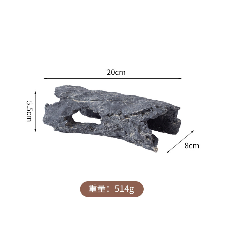 Escondite para reptiles - Estilo corteza de árbol - Tamaño pequeño - Negro