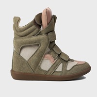Fabrication sur mesure de chaussures de sport pour femmes à semelle épaisse, style Paris, décontractées, rétro, à scratch, montantes, tendance, en daim