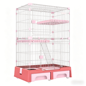 Grande <span class=keywords><strong>cage</strong></span> multifonctionnelle double couche pour chat avec assemblage facile détachable, motif solide, boîte de toilette sécurisée pour animaux de compagnie - Product Image 2
