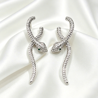 Nouvelles Boucles d'Oreilles Pendantes Recommandées 2026 en Alliage de Cuivre Plaqué Or 18K avec Zircon, Design Animal Tendance, Idéales pour Cadeau de Mariage Femme
