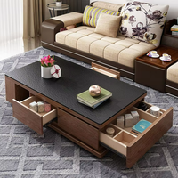Table basse moderne en bois massif, table centrale de salon, meubles de maison avec étagère de rangement, vente chaude
