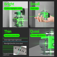 Niveau laser vert à 360 degrés de qualité industrielle et bricolage Niveau laser extérieur 4D à 16 lignes avec distance de travail de 50m