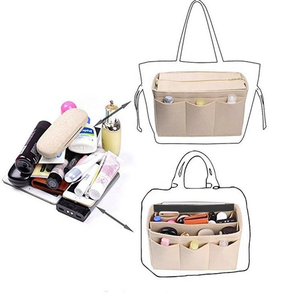 Sac fourre-tout en feutre pliable durable à motif bonbon pour femmes avec fermeture à glissière Grande capacité Organisateur de maquillage pour insertion multi-poches - Product Image 3