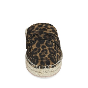 Espadrille léopard semelle demi-épaisse chaussures pour femmes Flatfrom Chunky Cheetah Print Mules pantoufles - Product Image 4