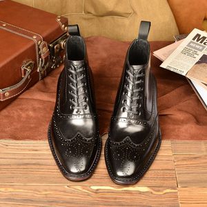 รองเท้าบูททางการธุรกิจขัดมันแบบวินเทจทำจากหนังวัวด้านบนสามารถใส่ได้ทุกโอกาส - Product Image 3