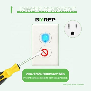 เต้ารับไฟฟ้าแบบสองช่อง BAREP 15A 125V รุ่น NEMA 5-15R ป้องกันการงัดแงะ ได้รับการรับรองมาตรฐาน CULus หน้าสัมผัสทองเหลือง ตัวเรือนพลาสติกสีขาว - Product Image 6