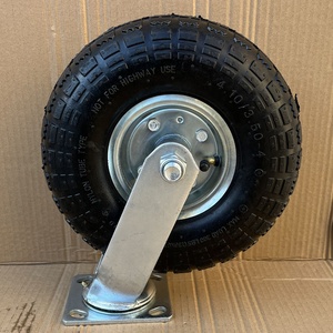 <span class=keywords><strong>Roue</strong></span> pivotante pneumatique fixe de 6/8/10 pouces en acier et mousse de polyuréthane, capacité 300 lb, avec frein latéral pour brouettes - Product Image 4