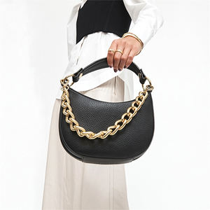 <span class=keywords><strong>Bolso</strong></span> Hobo con cadenas de Metal para mujer, bandolera de hombro con forma de media luna - Product Image 1