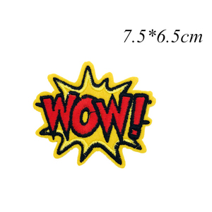 Gran oferta de parches bordados con letras al por mayor en Stock <span class=keywords><strong>WOW</strong></span> POW KISS <span class=keywords><strong>LOVE</strong></span>, insignia bordada con letras, parche para planchar - Product Image 3