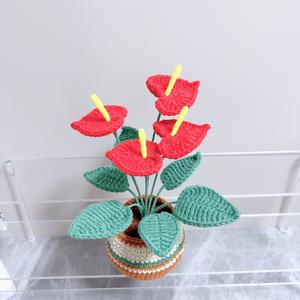 Planta Suculenta de Ganchillo <span class=keywords><strong>Crassula</strong></span> Perforata en Maceta, Hecha a Mano, Suave, Ligera, Moderna, Tejida a Ganchillo, Decoración para Coche, Oficina y Hogar - Product Image 5