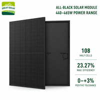 Panneaux solaires HJT à demi-cellules bifaciaux à haute efficacité en silicium monocristallin de type N entièrement noirs 465W 400W 500W 600W pour système