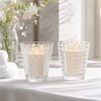 Vase à bougie en verre conique à motif diamant, base lourde, pour la fabrication de bougies en cire de soja à la machine, décoration de table à la maison