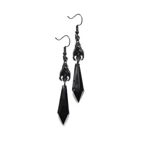 Boucles d'oreilles pendantes en pierres précieuses rouges et noires exquises de la mode européenne et américaine, boucles d'oreilles décoratives chauve-souris foncée