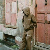 Ensemble de survêtement unisexe à capuche zippé avec logo personnalisé, effet délavé vintage, pantalon de survêtement ample à jambes larges en molleton épais, style streetwear, deux pièces