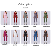 Nouvel ensemble de yoga 2 pièces pour femme, style uni, avec brassière de sport halter et leggings taille haute, idéal pour l'exercice en extérieur
