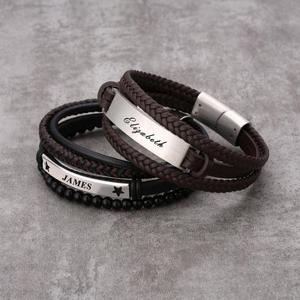 2025 luxe logo personnalisé cadeau en acier inoxydable pierres naturelles vache manchette peau de vache <span class=keywords><strong>Bracelet</strong></span> en <span class=keywords><strong>cuir</strong></span> hommes <span class=keywords><strong>Bracelet</strong></span> en <span class=keywords><strong>cuir</strong></span> - Product Image 3