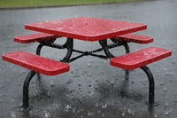 Table de pique-nique carrée moderne rouge de 72 pouces avec chaises, ensemble robuste pour hôpital, jardin, terrasse, camping, tables et bancs extensibles OEM