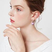 Boucles d'oreilles en argent 925 avec cristal rose/moissanite en forme de cœur pour femmes, cadeau romantique pour la Saint-Valentin, anniversaire, bijoux de mariage, fabrication sur mesure