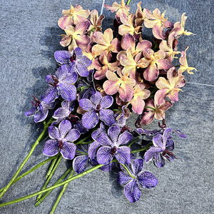 Orchidée réaliste à 7 têtes, toucher naturel, pour décoration de mariage et de cérémonie de remise des diplômes, matériel floral paysager, soie imprimée en 3D, <span class=keywords><strong>Vanda</strong></span> - Product Image 6