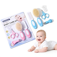 Kit de toilettage pour bébé, ensemble 4 en 1 brosse à cheveux, peigne, coupe-ongles, ciseaux, sans BPA, outils de soin pour nouveau-nés, pour les tout-petits, filles et garçons