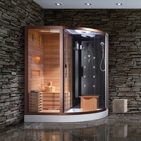 HOTAQI Sauna en bois massif avec chauffage électrique, commande informatique, vapeur sèche et humide, verre trempé, douche vapeur de luxe pour 1-2 personnes 5