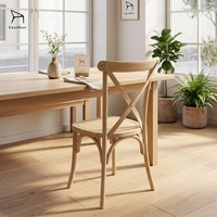 Chaise de salle à manger en bois à dossier haut de style nordique, équipée d'un coussin, pour salle à manger et hôtel