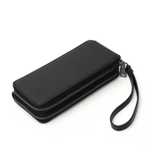 Mens RFID Blocking Long Wallet With Big Inner Case Vegan Leather Personalised Large Travel Wallet