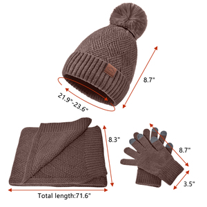 All'ingrosso <span class=keywords><strong>donna</strong></span> inverno <span class=keywords><strong>sciarpa</strong></span> cappello <span class=keywords><strong>e</strong></span> <span class=keywords><strong>guanti</strong></span> set inverno spesso caldo berretto a maglia con Pom Pom <span class=keywords><strong>e</strong></span> <span class=keywords><strong>guanti</strong></span> lunghi Touchscreen - Product Image 4