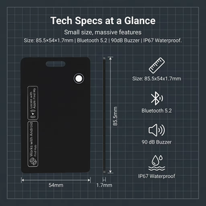 Rastreador GPS Inteligente para Tarjetas con Sistema Dual Apple Find My y <span class=keywords><strong>Google</strong></span> Find Hub, Delgado, Impermeable, Etiqueta para Cartera - Product Image 6