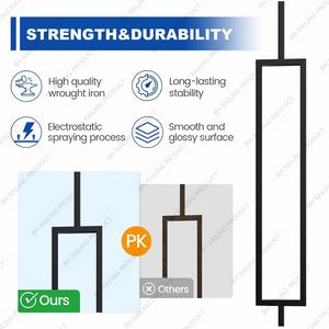 Barandilla de Escalera Rectangular Individual de Hierro Forjado para Interiores, Barandilla Decorativa de Hierro Forjado para Escaleras - Product Image 3