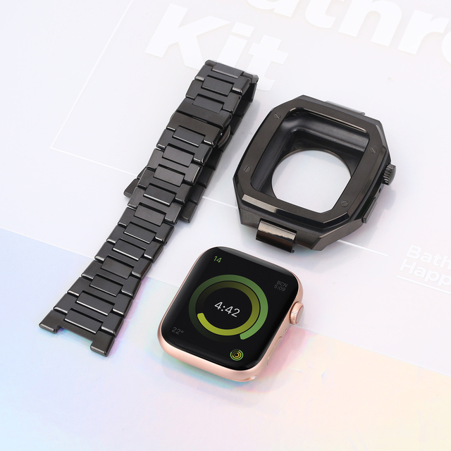 Trendybay Stainless Steel Smartwatch Band Adjustable Titanium Luxury Metal Watch Strap Case for Apple IWatch Series