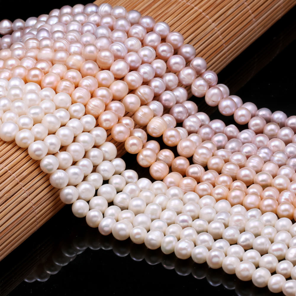 6-8 мм натуральные пресноводные жемчужные бусы перфорированные loose beads кулон для ювелирных изделий Мода ювелирные изделия перлы кольцо браслет ожерелье