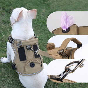 Harnais de dressage réfléchissant anti-traction pour <span class=keywords><strong>chien</strong></span>, tactique, imperméable, avec poche, pour bouledogues français et chiens berleurs allemands - Product Image 2