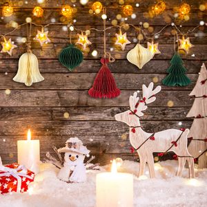 Juego de Decoración Navideña con Campanas, Gorro de Papá Noel, Bola de Panal, Papel Grueso, Adornos Colgantes de Panal, Artículos para Fiestas - Product Image 6