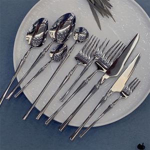 ชุดช้อนส้อมมีดสเตนเลสสตีล 304 ชุบเงิน สำหรับของหวานและอาหารค่ำ - Product Image 2